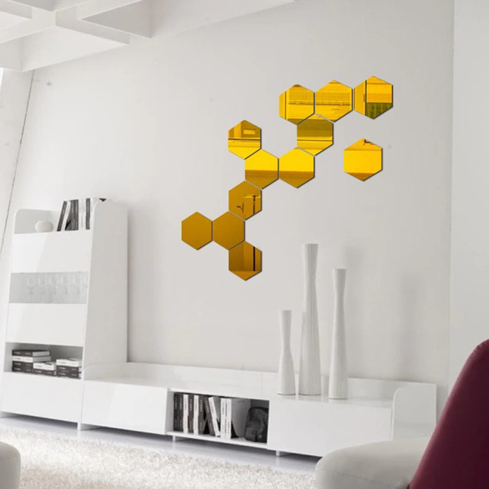 Mirror Wall Decor (12 Pieces) Gold