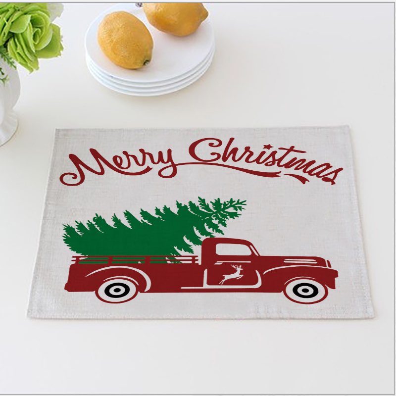 Holiday Plaid Dinner Mats Christmas Tree