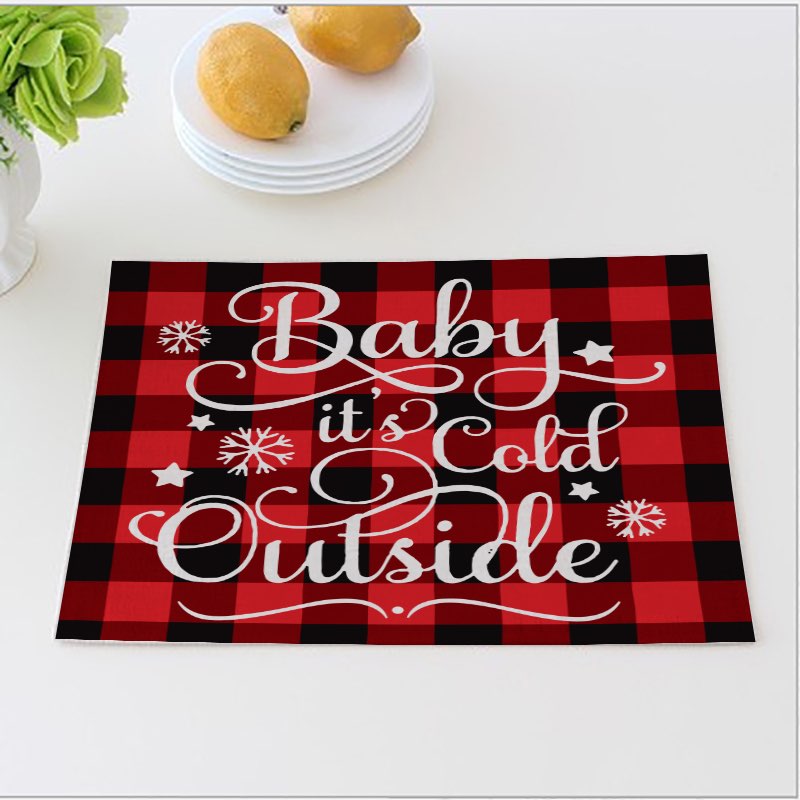 Holiday Plaid Dinner Mats Baby It's Cold Outside