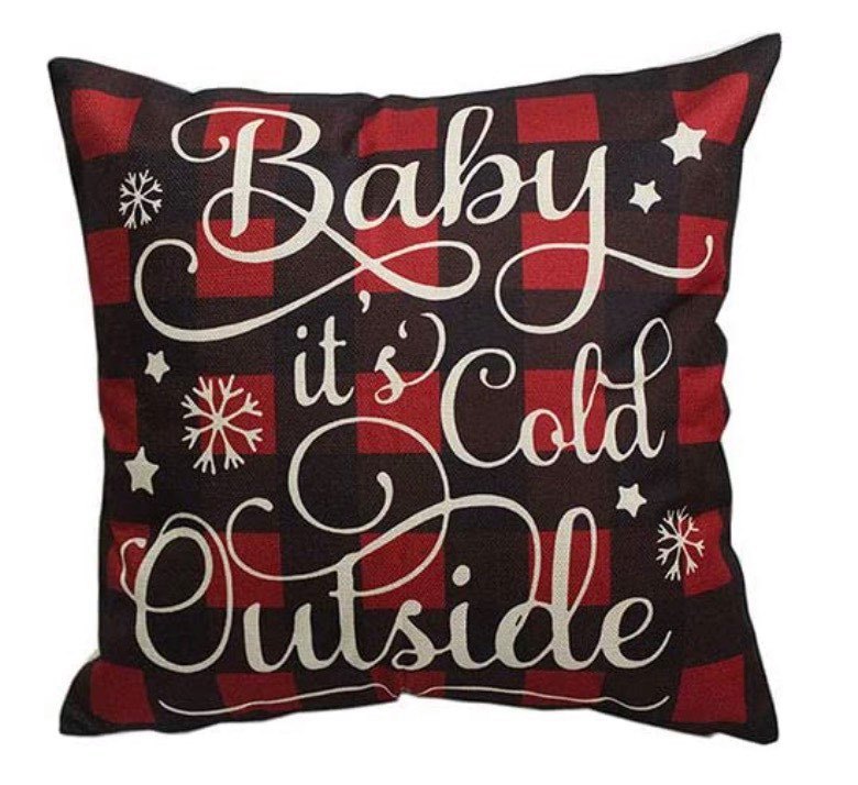 Holiday Plaid Cushion Covers Baby It's Cold Outside