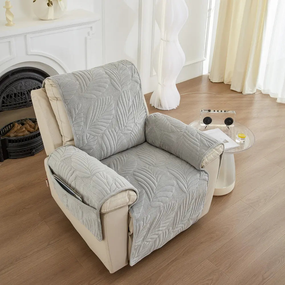 Waterproof Recliner Cover - Quilted Slipcover with Storage Pockets