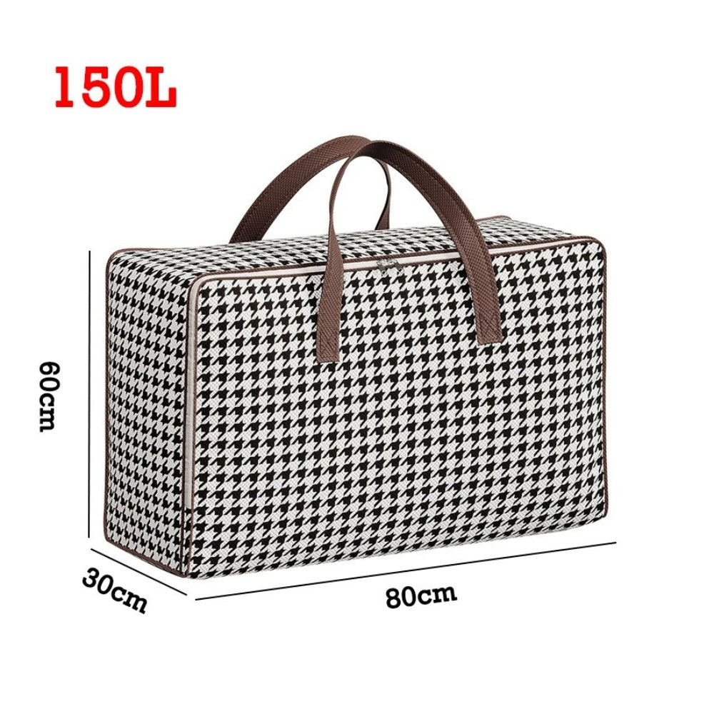 Durable Large Capacity Houndstooth Storage Suitcase 150L