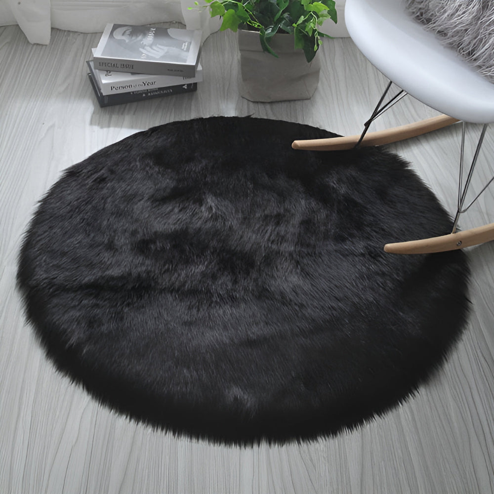 Round Cloud Soft Plush Rug Onyx