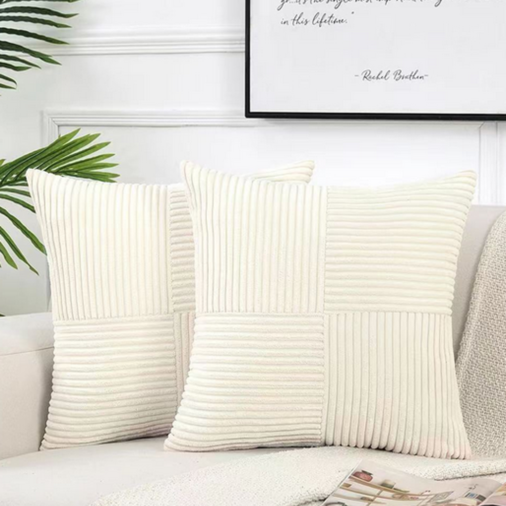 Rustic Corduroy Cushion Cover White