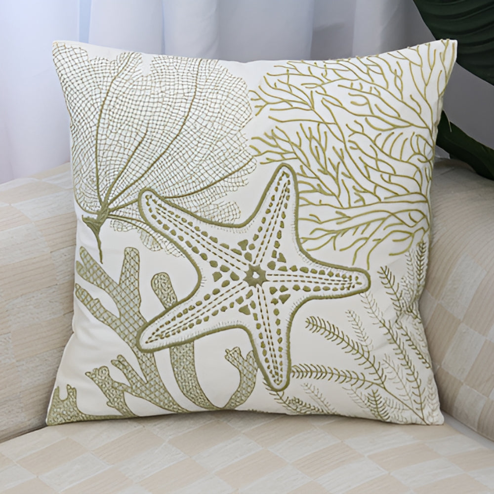 Ocean Treasures Embroidery Cushion Cover Sandy Star