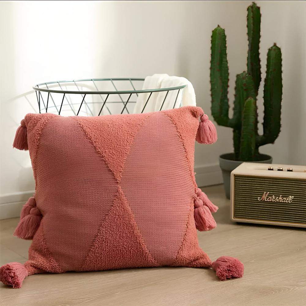 Tassel Touch Cushions Terracotta Pink