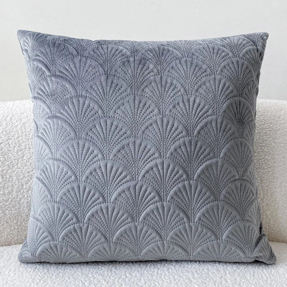 Coastal Velvet Shell Cushion Cover Gray 18"x18"