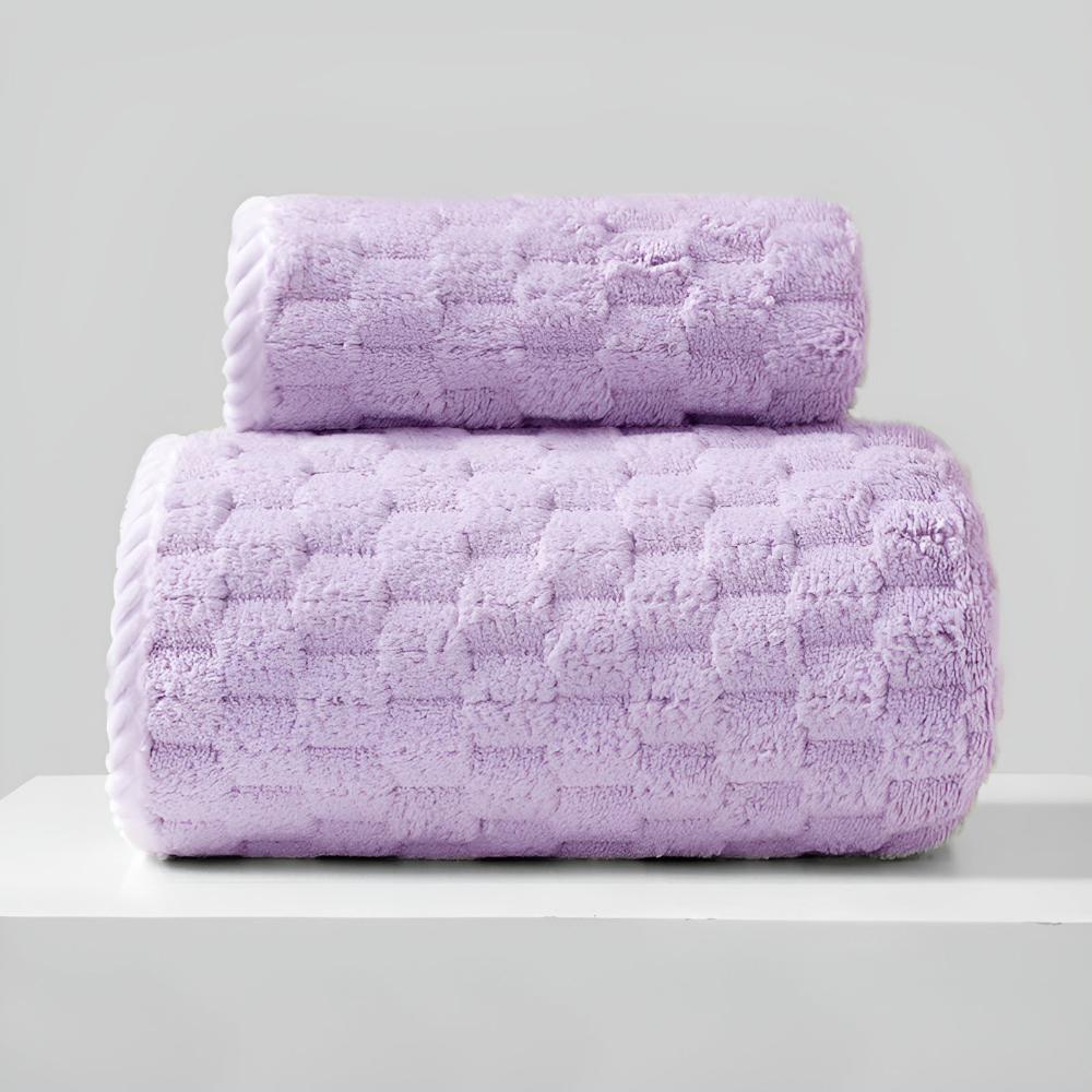 Pure Soft Fleece Towels Purple 14"x29"+ 33"x59"