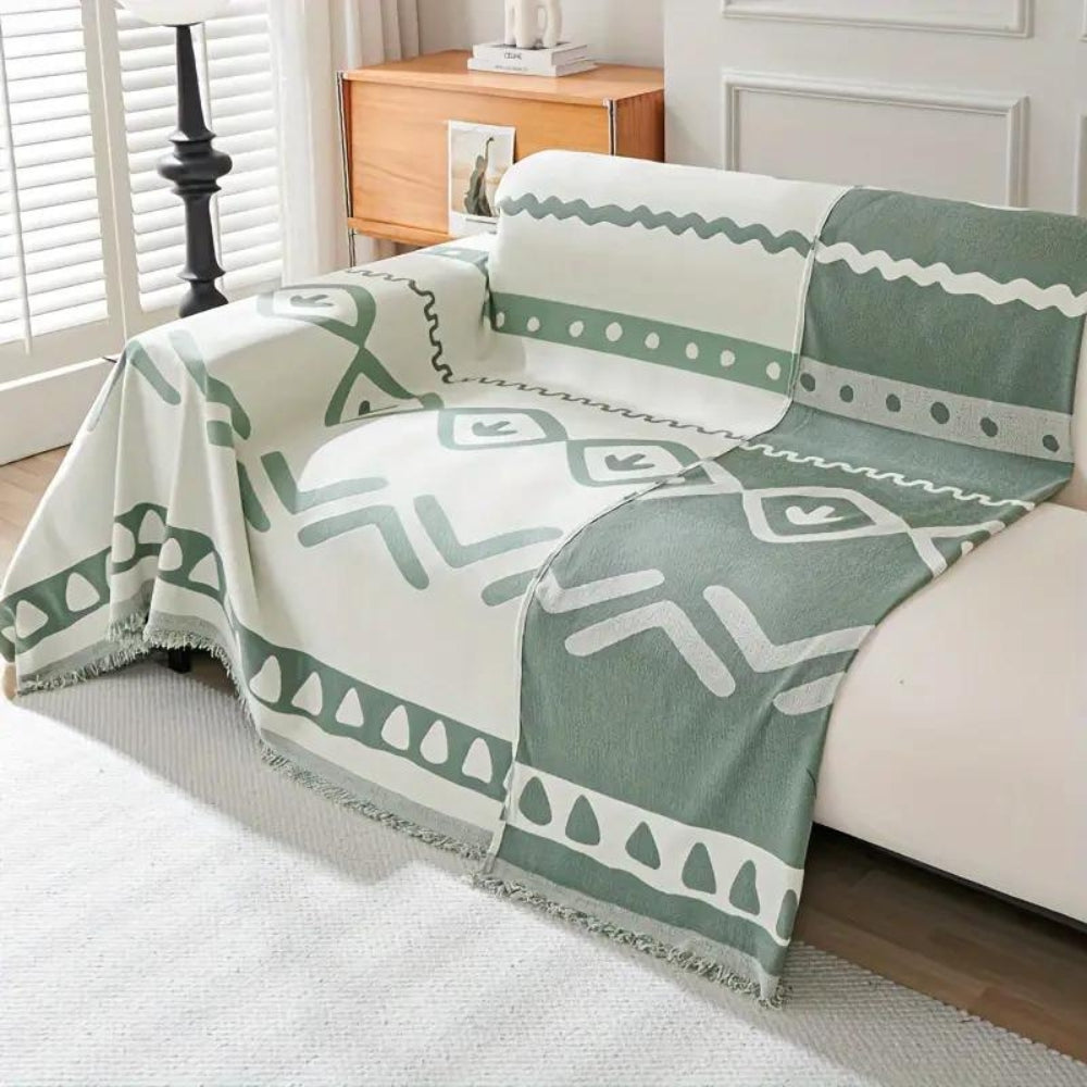 Bohemian Reversible Sofa Cover Dark Green
