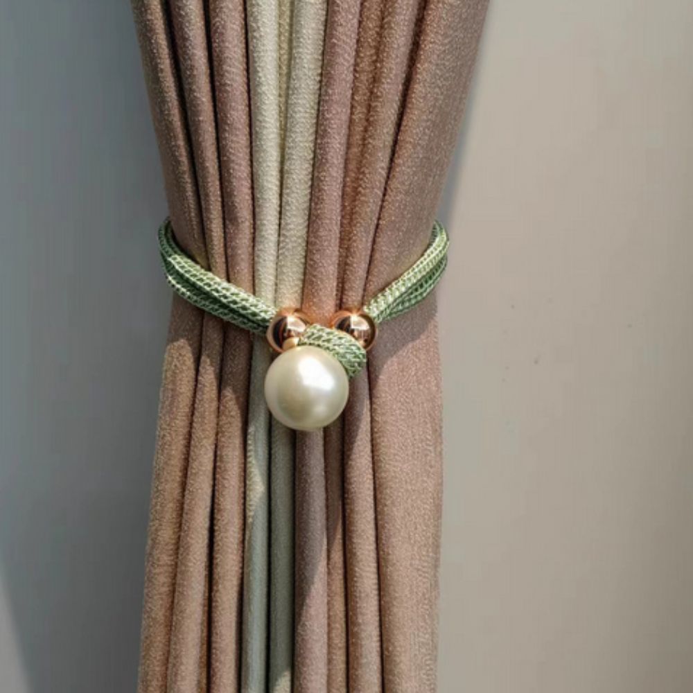 Lustrous Pearl Curtain Tie Back | 2 Pcs Set Green