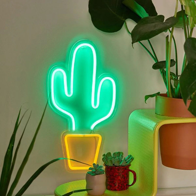 Aesthetic Neon Light Cactus
