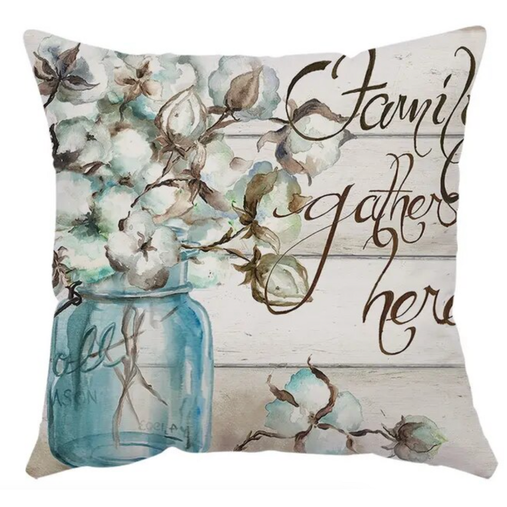 Floral Embrace Cushion Cover Cotton Flower