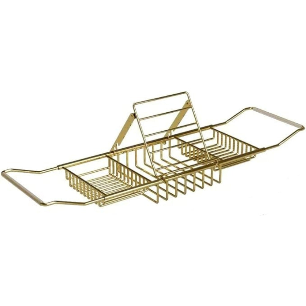 Adjustable Stainless Steel Bathtub Caddy Tray Golden Glow