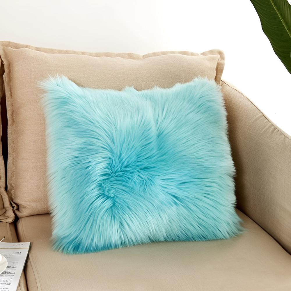 Furry Cushion Covers Fresh Sky Blue