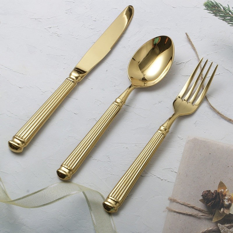 Roman Gold Silverware Set – Sculpted Flatware
