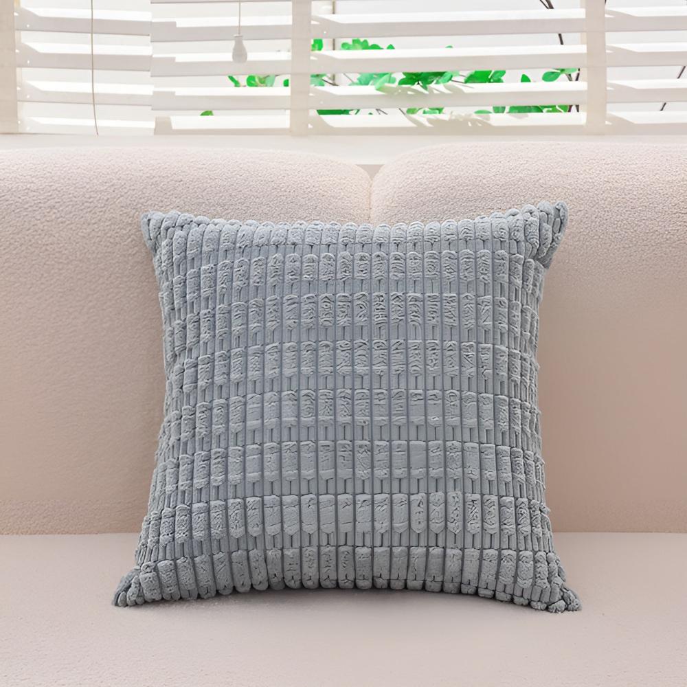 Plush Ridge Cushion Covers Light Gray