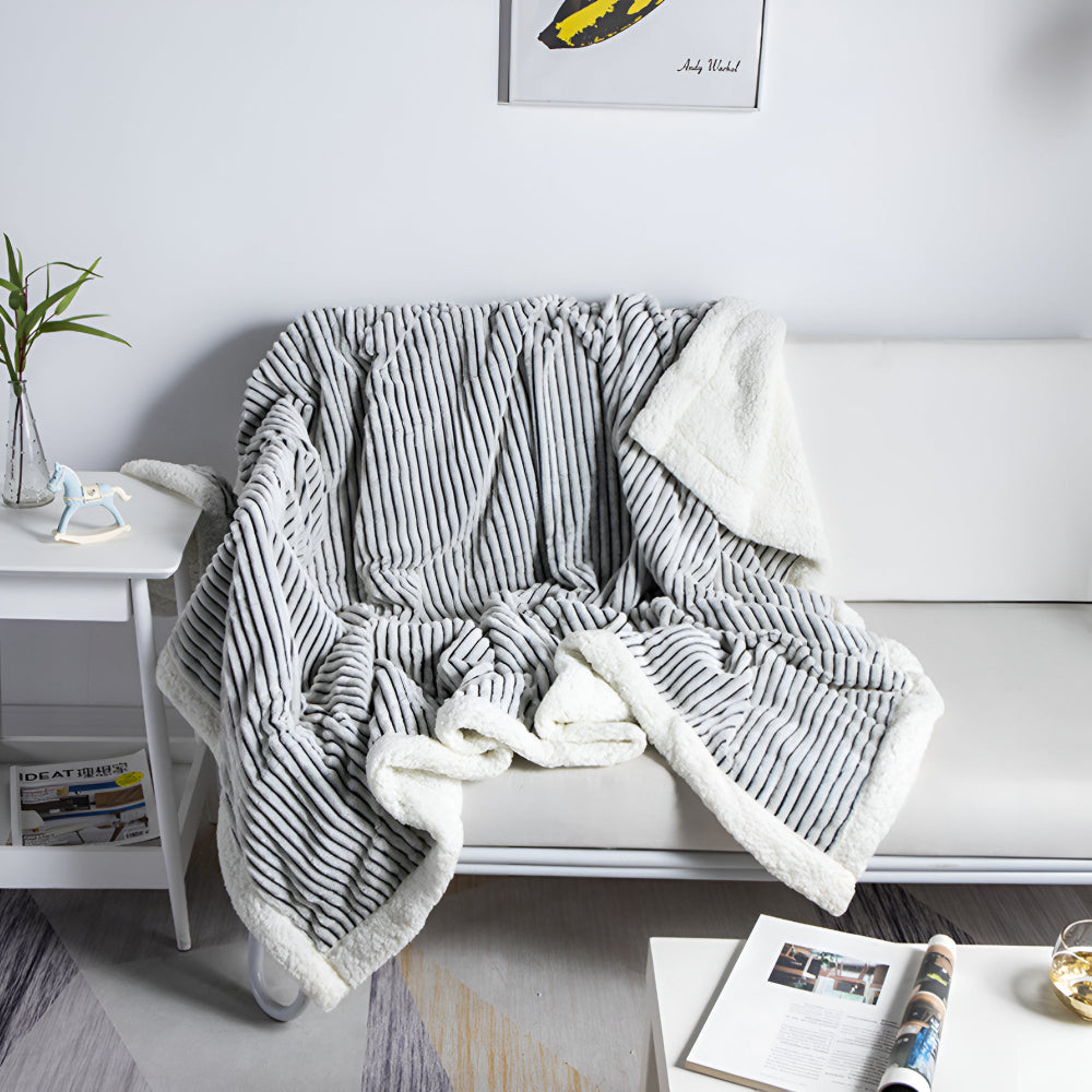 Fluffy Stripes Sherpa Blanket Onyx Stripes