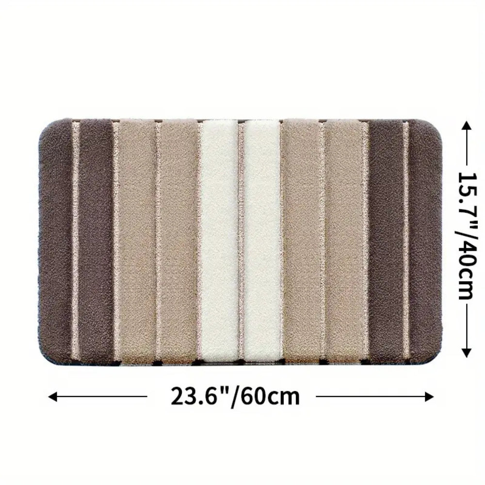 Lumiere Striped Absorbent Bath Mat Brown 16"x24"