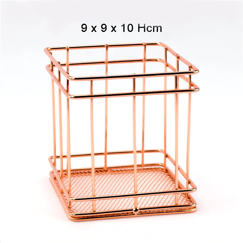 Aesthetic Rose Gold Beauty Basket Square Cup