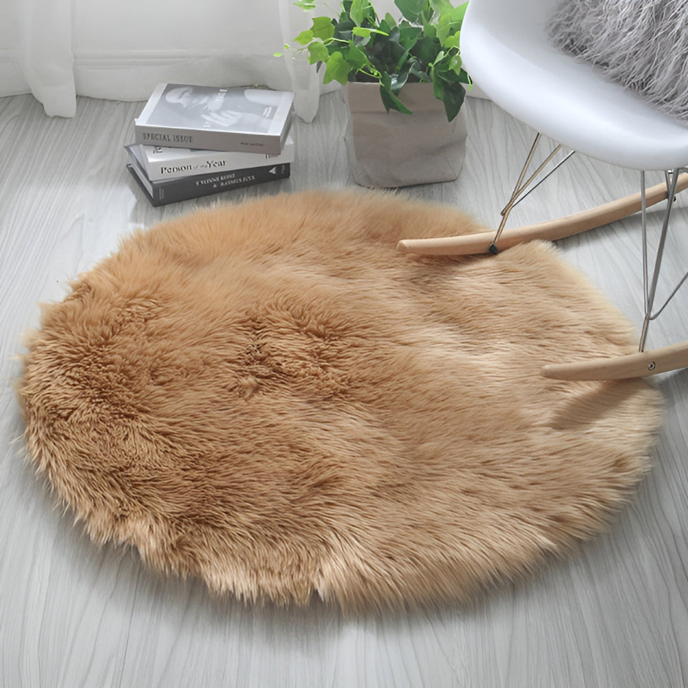 Round Cloud Soft Plush Rug Honey
