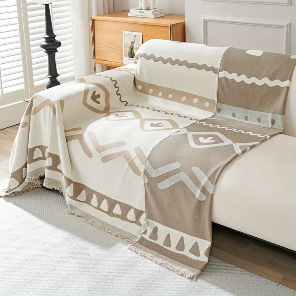 Bohemian Reversible Sofa Cover Khaki