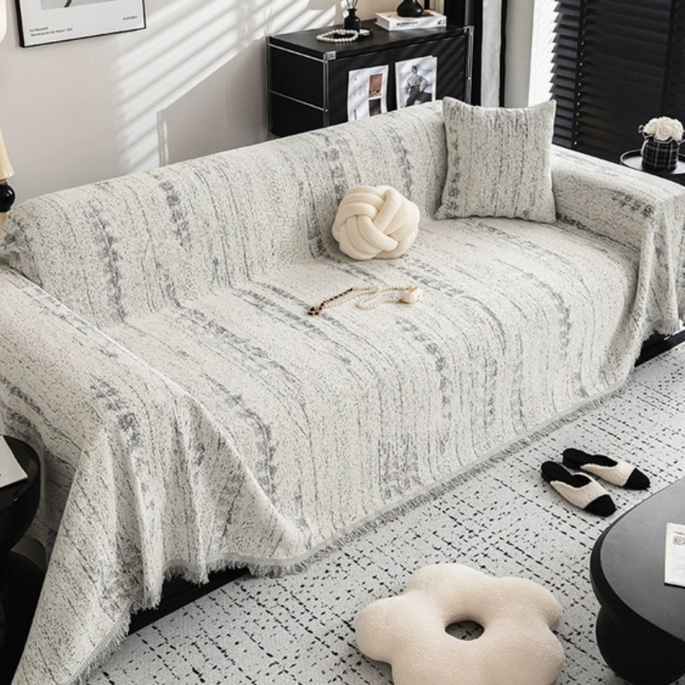 Almond Crest Sofa Cover Silver Mist