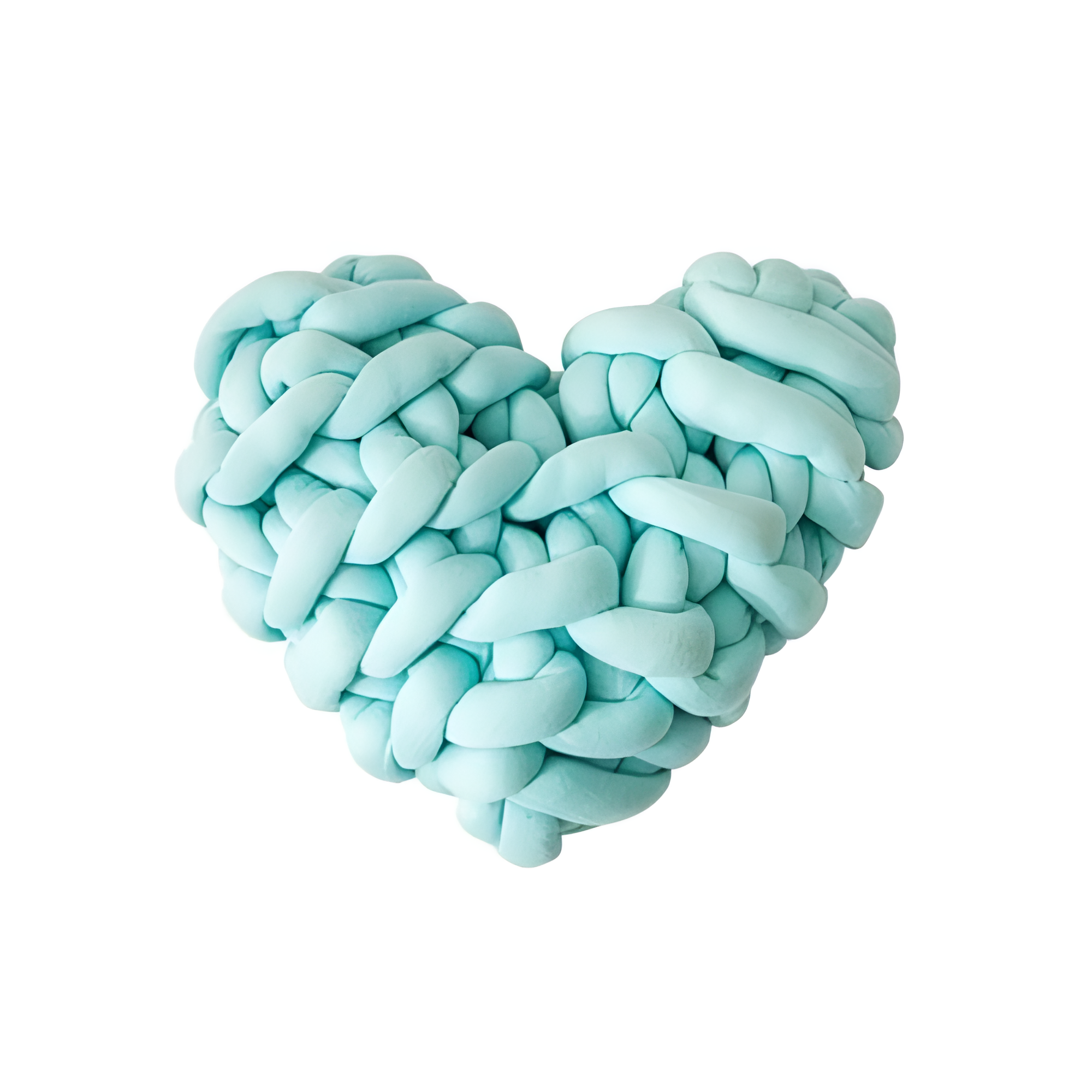 Plush Knotted Heart Shape Cushions Turquoise 11"x10.6"