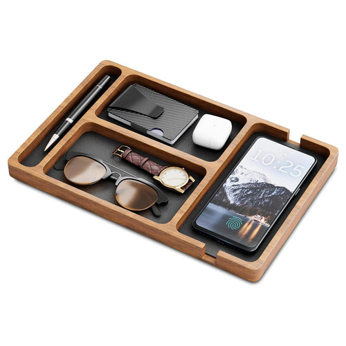 Alder Wood Desk Organizer Tray Brown Wood