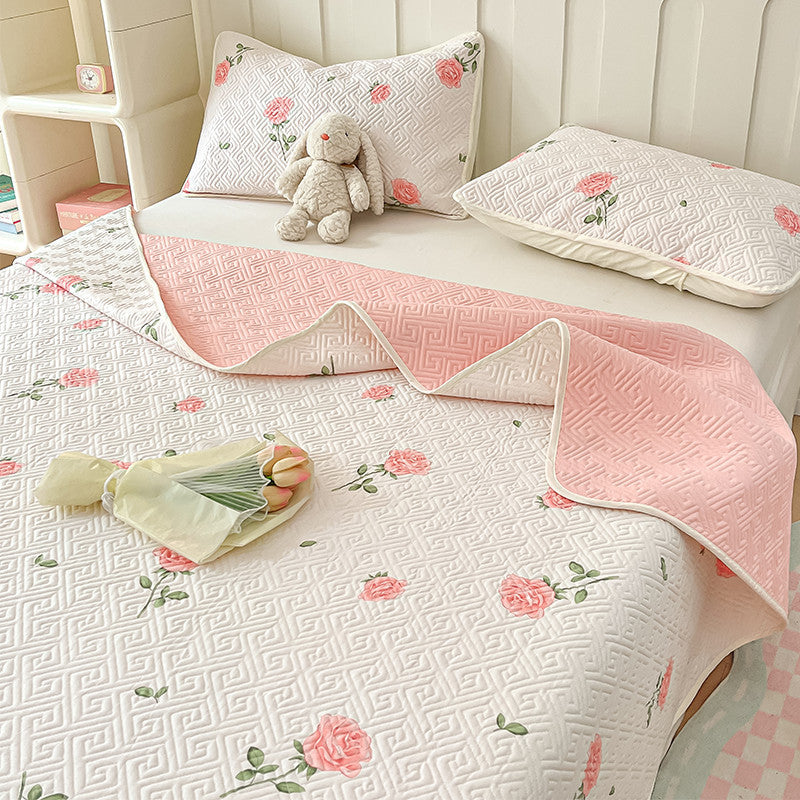 Playful Cotton Bedspread - Non-Slip & Washable Rose