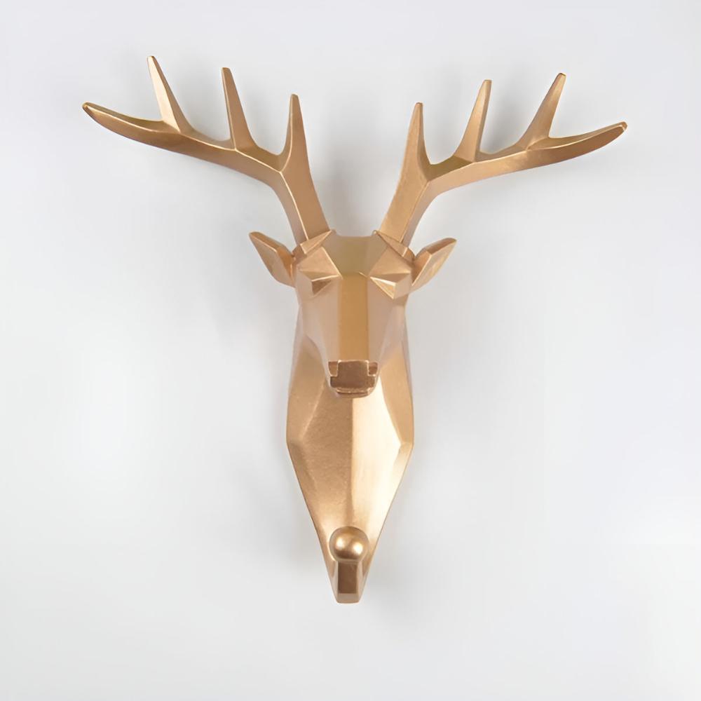 Animal Head Wall-Mounted Key Holder Gold Deer