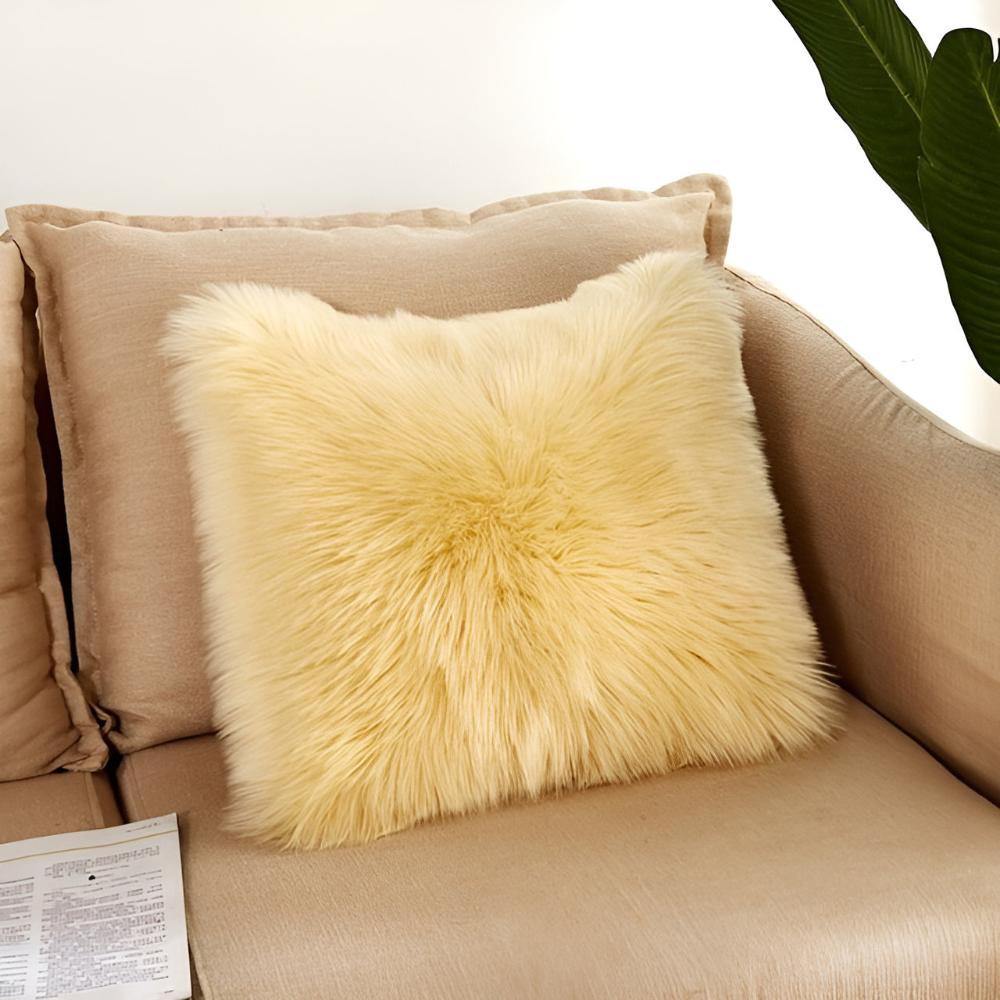Furry Cushion Covers Custard Glow