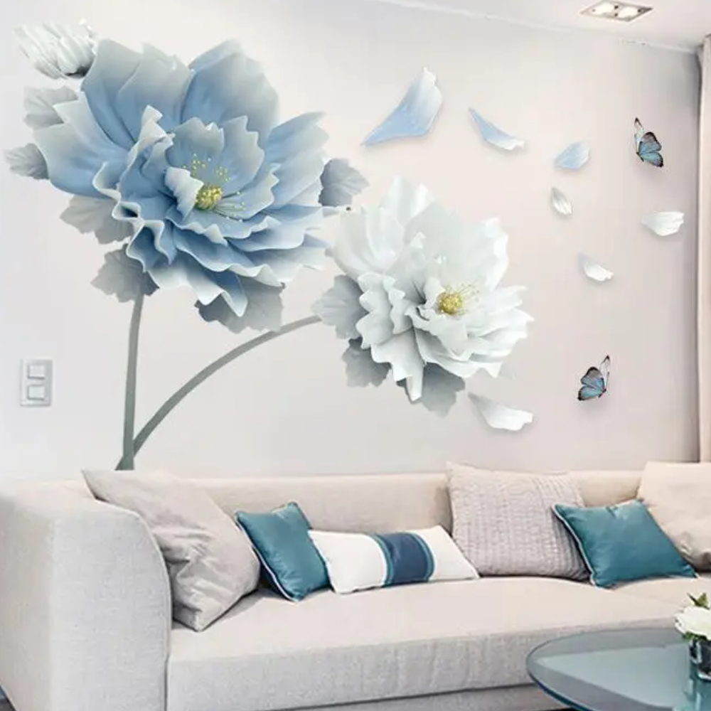Flower Wall Stickers Ocean Blue