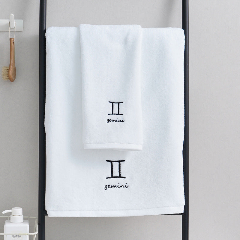 Zodiac Luxury Towel Set (2-Piece) White Gemini