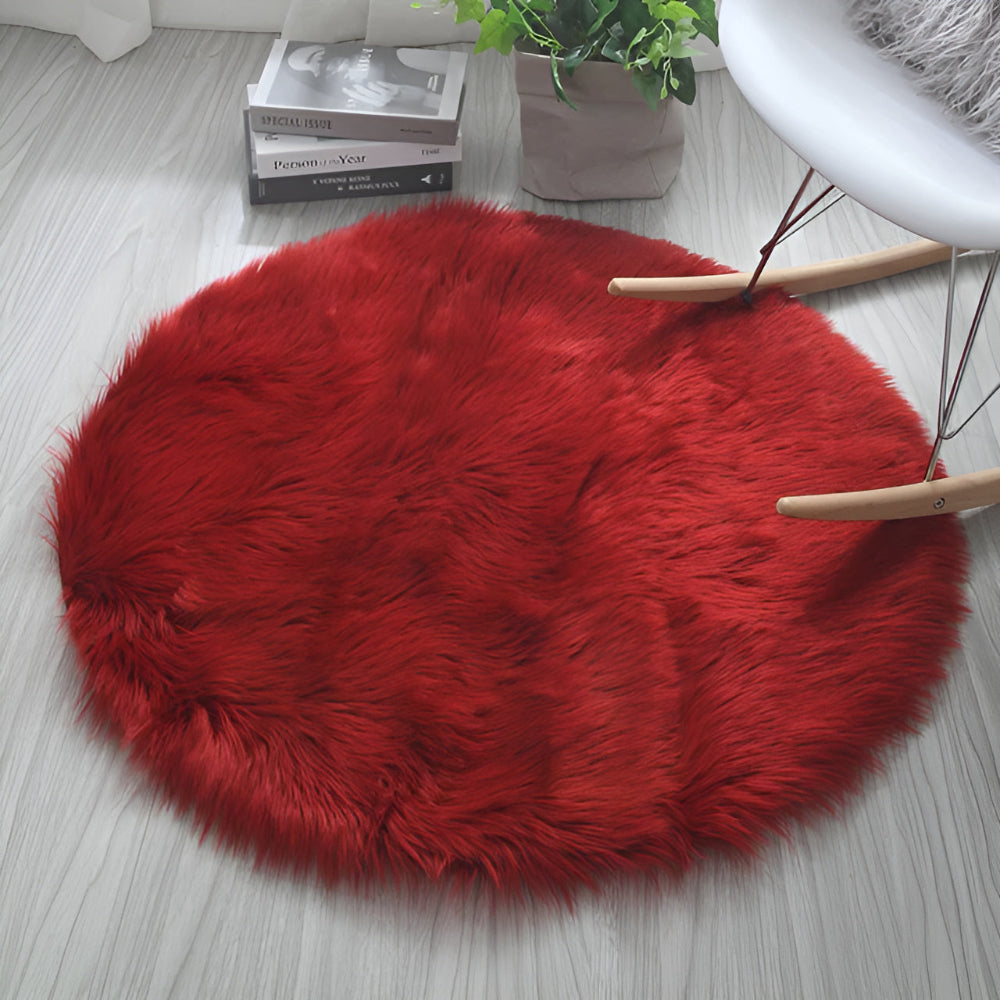 Round Cloud Soft Plush Rug Ruby