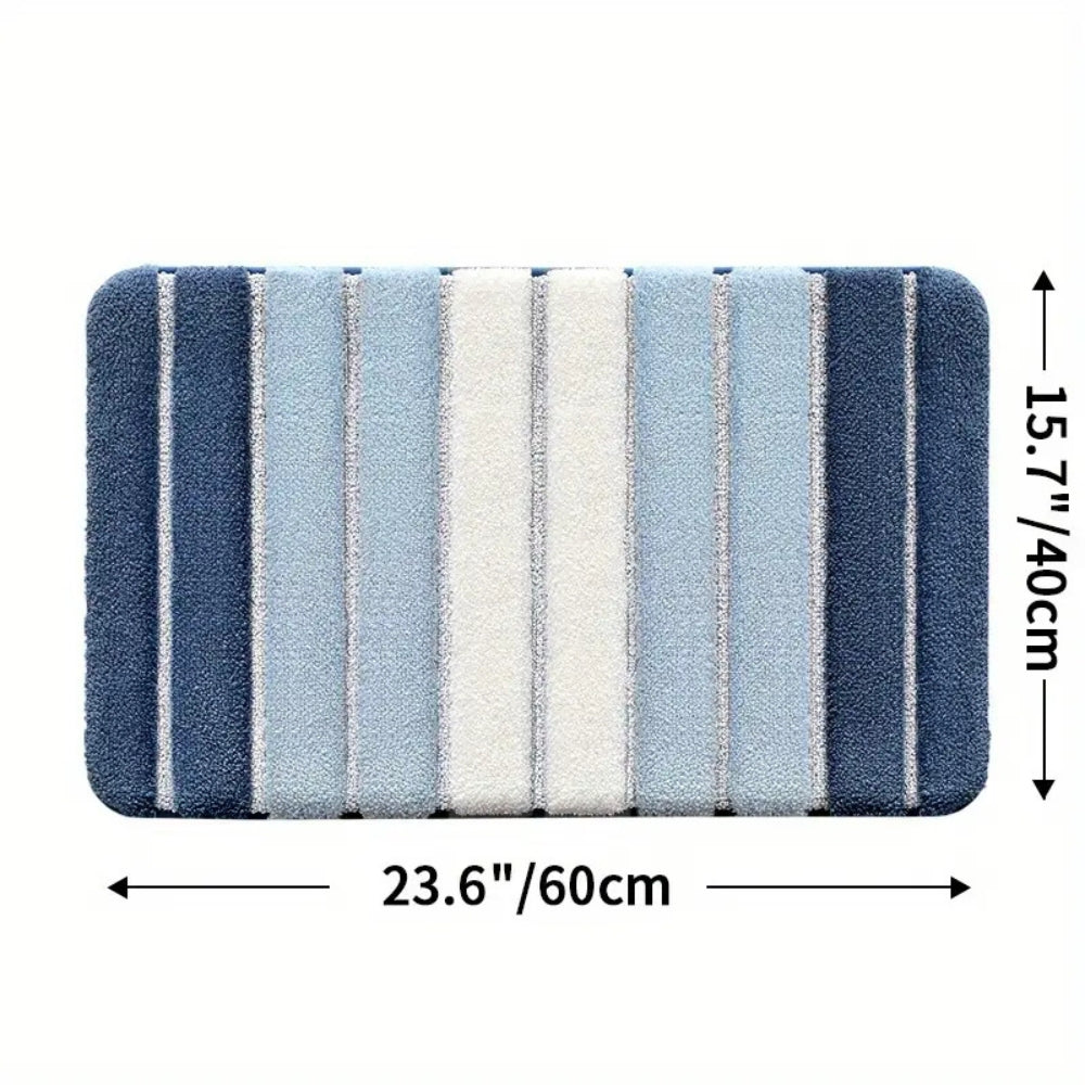 Lumiere Striped Absorbent Bath Mat Blue 16"x24"