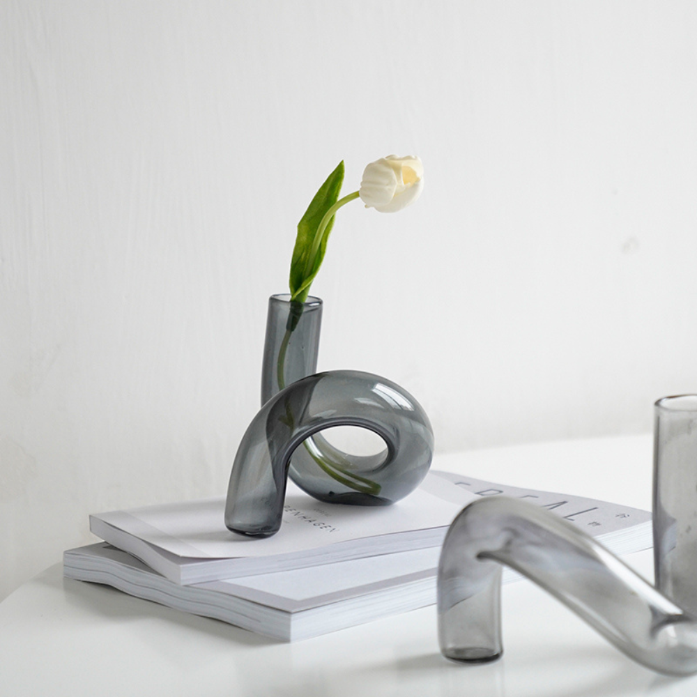 Nordic Twist Flower Vase Gray
