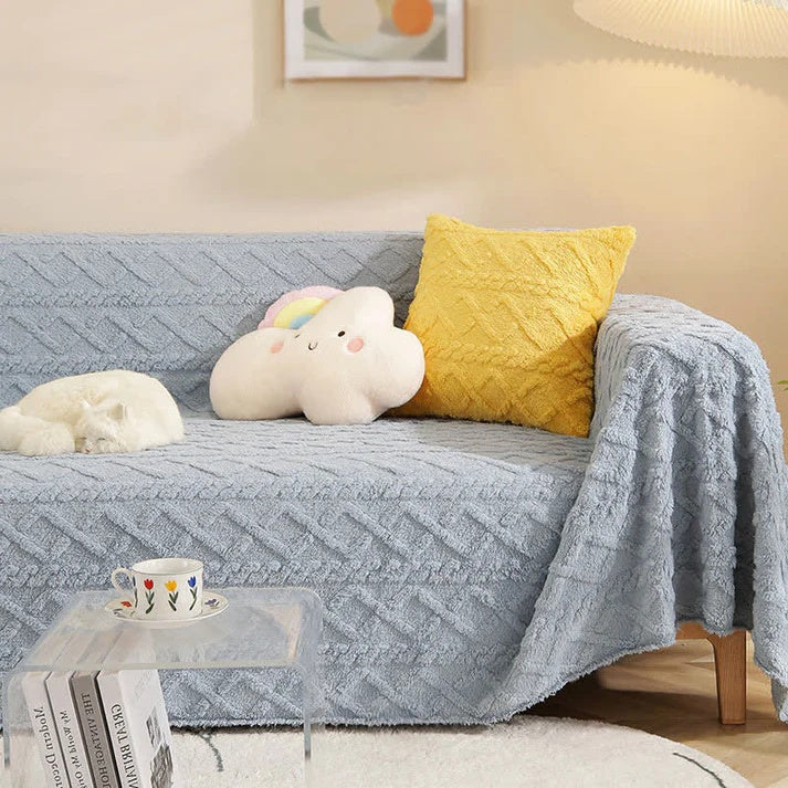 Snuggle Sherpa Sofa Cover Blue