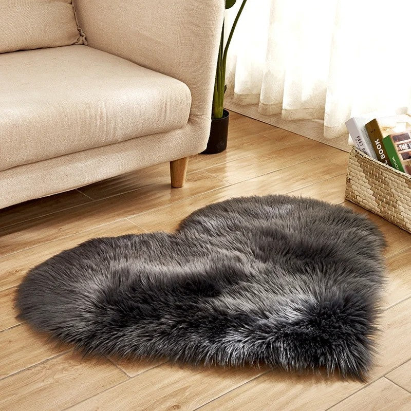 Heart Plush Rug Dark Grey