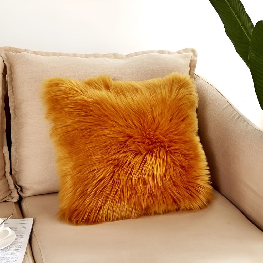 Furry Cushion Covers Toffee Caramel