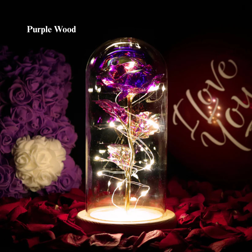 LumiRose™ | Enchanted Sparkly Rose Purple Wood