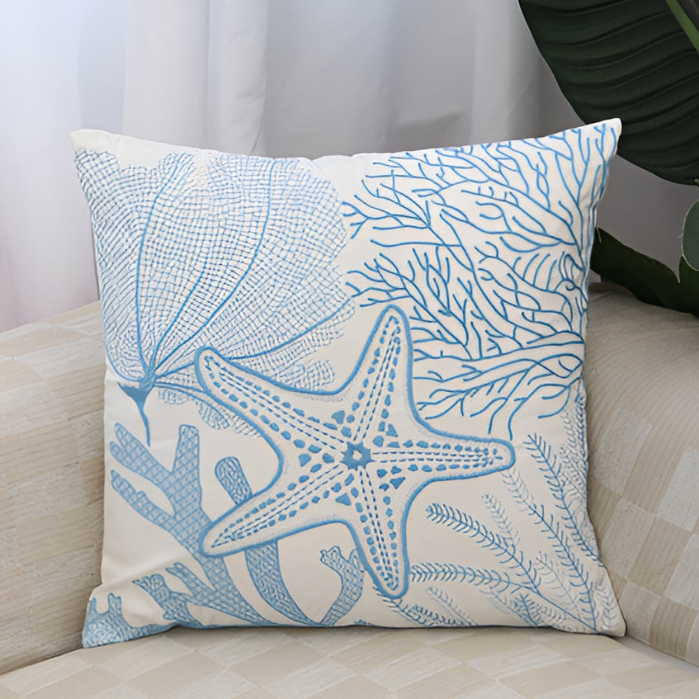 Ocean Treasures Embroidery Cushion Cover Coral Star
