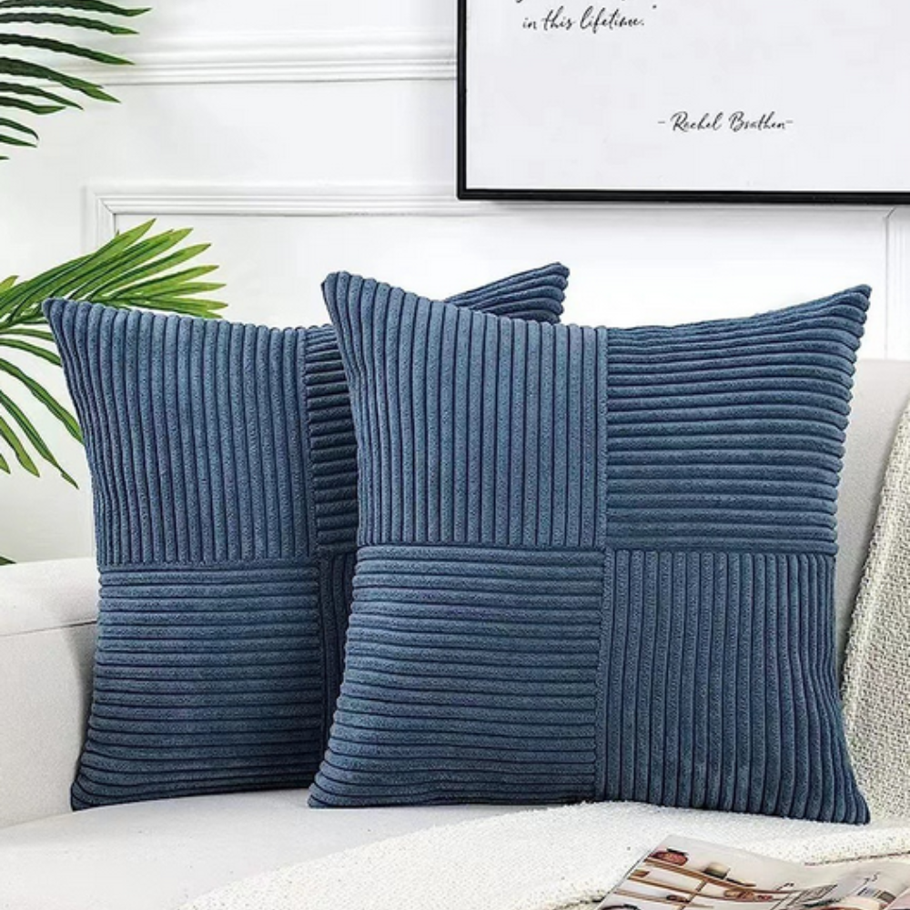 Rustic Corduroy Cushion Cover Blue