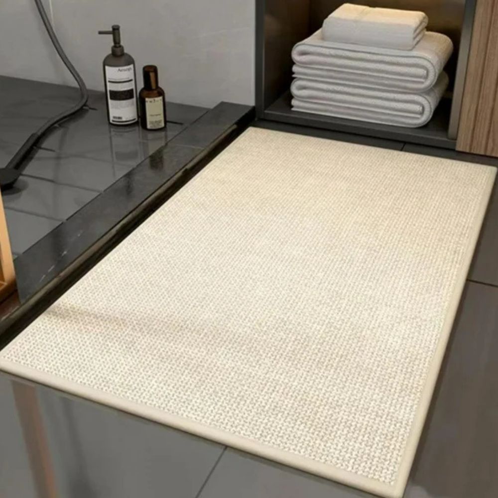 Braided Comfort Non-Slip Bath Mat Pearl White