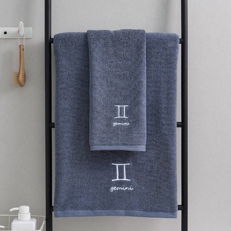 Zodiac Luxury Towel Set (2-Piece) Blue Gemini