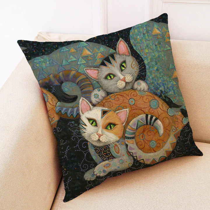 Kitty Oil Painting Cushion Covers