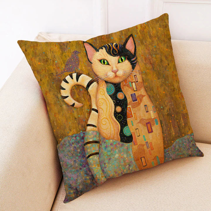 Kitty Oil Painting Cushion Covers