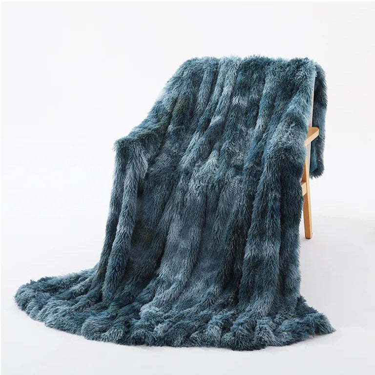 Tie Dye Fluffy Throw Blanket Blue