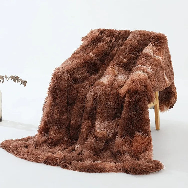 Tie Dye Fluffy Throw Blanket Brown