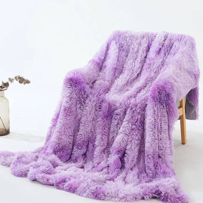 Tie Dye Fluffy Throw Blanket Purple