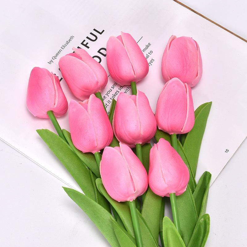 Artificial Tulip Bouquet Home Decoration Pink 10 Tulips (Bouquet)
